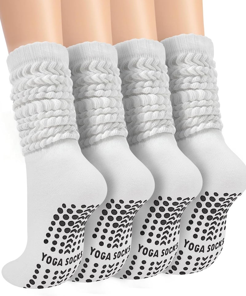 Darller Grip Pilates Socks for Women, Non Slip Yoga Slouch Scrunch Socks with Grips for Barre Ballet Workout Hospital - Image 1